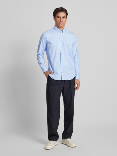 HECHTER PARIS Modern fit vrijetijdsoverhemd met button-downkraag Blauw - 1