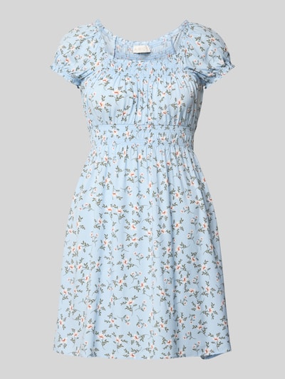 Apricot Mini-jurk van viscose met pofmouwen Lichtblauw - 2