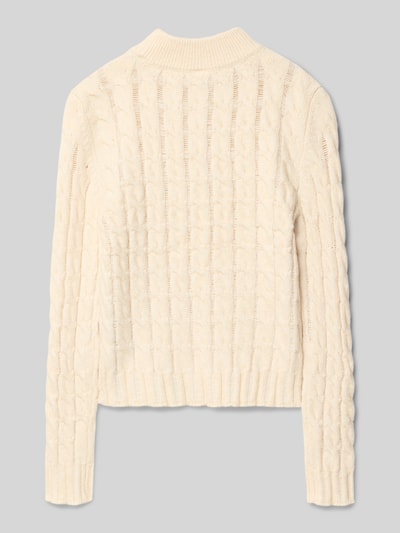 s.Oliver RED LABEL Sweter z dzianiny o kroju regular fit ze wzorem ze ściegu warkoczowego Écru melanż 3