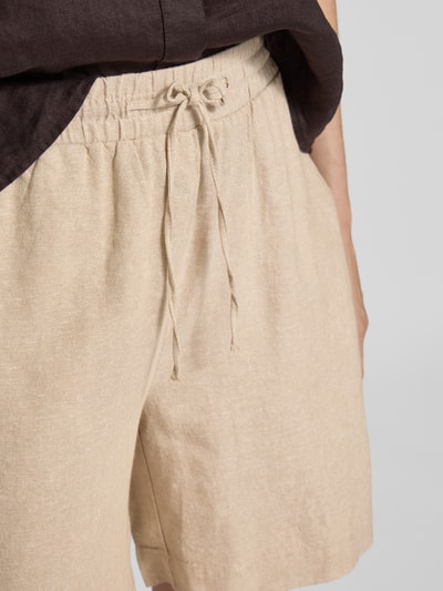 FREE/QUENT Relaxed Fit Leinenbermudas mit Tunnelzug Modell 'Lava' Beige 3