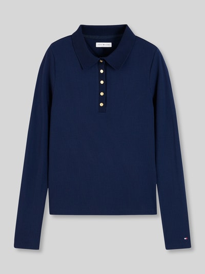 Tommy Hilfiger Langarmshirt mit Rippstruktur Modell 'D-POLO-1/1' Marine 2