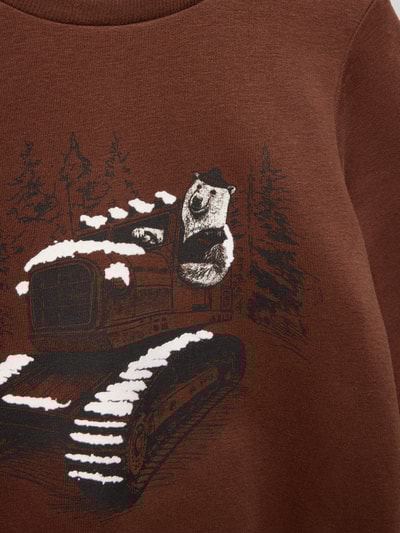 s.Oliver RED LABEL Regular fit pullover van katoenmix Chocoladebruin - 2