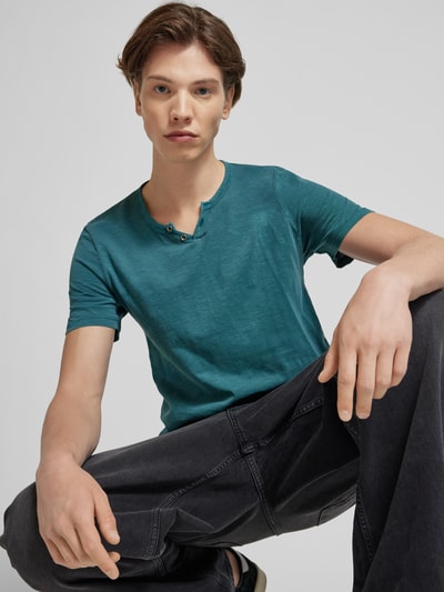 Jack & Jones T-Shirt mit V-Ausschnitt Modell 'SPLIT' Petrol 3