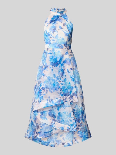 Adrianna Papell Cocktailkleid mit Stehkragen und Taillenband Hellblau 2