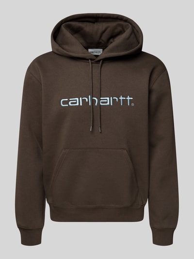 Carhartt Work In Progress Bluza z kapturem, wyhaftowanym logo i kieszenią kangurką Ciemnobrązowy 2