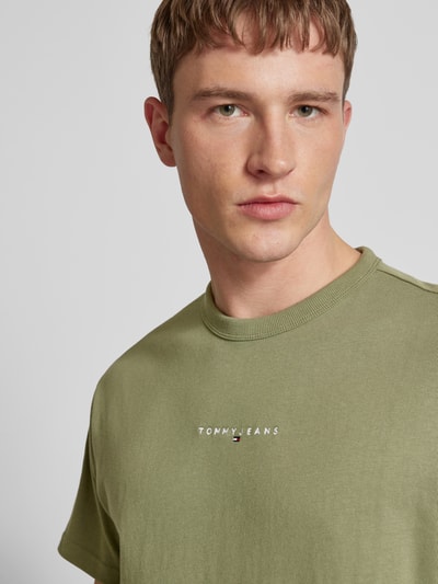 Tommy Jeans T-Shirt mit Label-Stitching Oliv 3