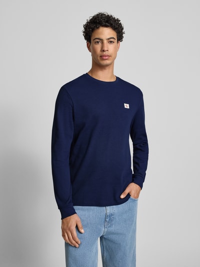 Calvin Klein Jeans Slim Fit Longsleeve mit Logo-Patch Modell 'Waffle' Marine 4