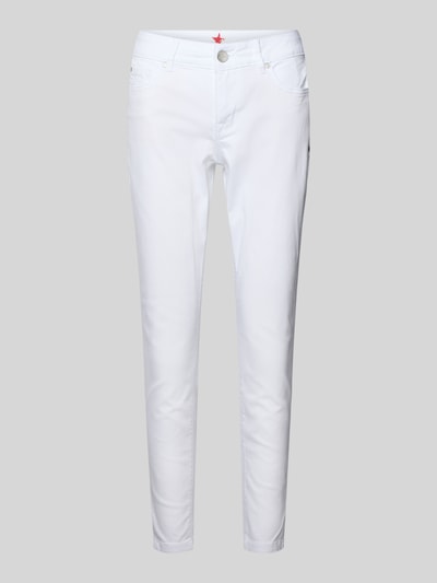 Produktfoto, weiße Jeans in 7/8-Länge Modell 'Italy' von Buena Vista aus Baumwoll-Mix mit Stretch, schmale Passform, glatte Textur.