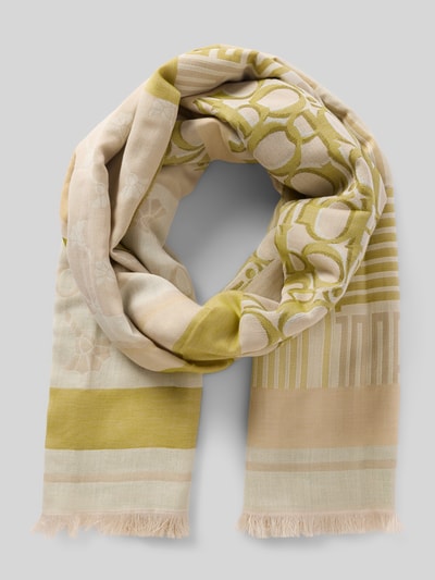 Productfoto, Schal im Allover-Look mit Fransen Modell 'Ailis' van JOOP! in mix van katoen en modal, rechthoekig model, breedte 80 cm