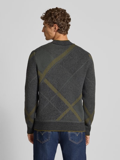 Marc O'Polo Regular fit gebreide pullover van een mix van katoen en wol Antraciet - 5