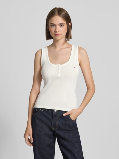 Tommy Jeans Top o kroju slim fit z mieszanki bawełny Złamany biały 4