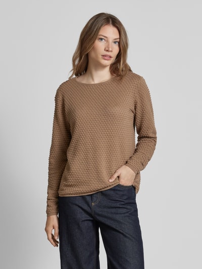 FREE/QUENT Strickpullover mit gerippten Abschlüssen Modell 'Dodo' Taupe 4