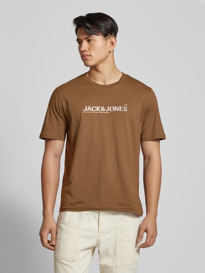 Jack & Jones T-Shirt mit Label-Print Modell 'CODYNAMIC' Mittelbraun 4