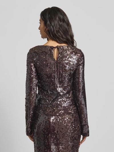 Mango Blusenshirt mit Paillettenbesatz Mittelbraun 5