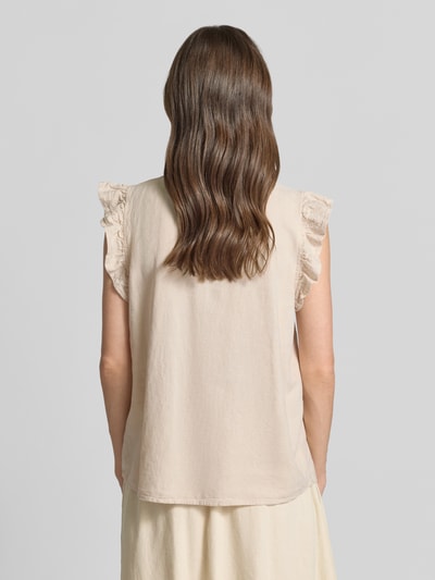 b.young Regular Fit Bluse aus Leinen-Viskose-Mix mit Rüschen Beige 5