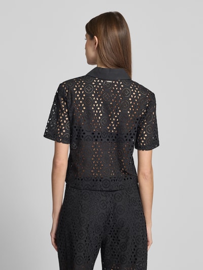 Liu Jo White Hemdbluse mit Lochstickerei Black 5