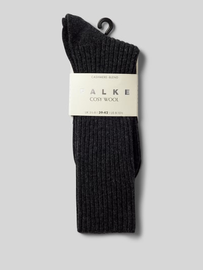 Falke Socken mit Label-Stiching Modell 'COSY' Dunkelgrau 3