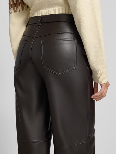 Stefanel Broek van kunstleer met wijde pijpen Donkerbruin - 3