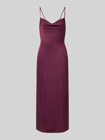 Vila Sukienka midi z satyny z lejącym dekoltem model ‘RAVENNA’ Śliwkowy 2