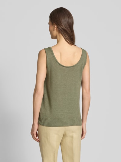 MM Leinenstricktop mit gerippten Abschlüssen Modell 'BACCANO' Oliv 5