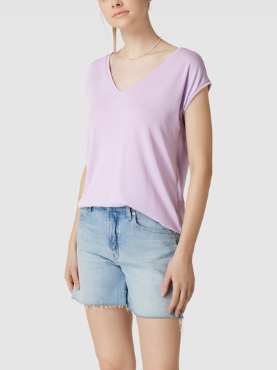 Pieces T-shirt met V-hals en siernaad Lavendel - 4
