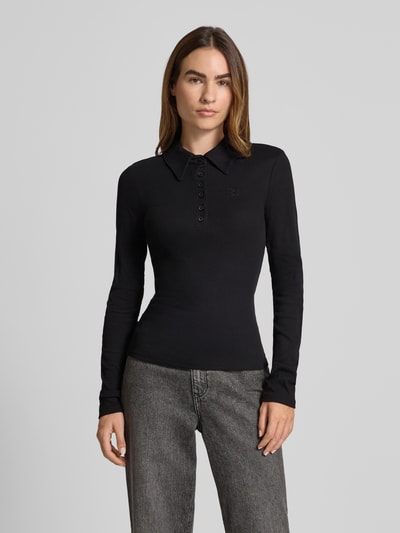 Gestuz Shirt met lange mouwen en polokraag, model 'drew' Zwart - 4