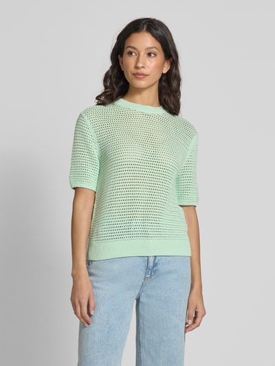 Tommy Hilfiger Regular Fit Häkelpullover aus Baumwoll-Mix Mint 4