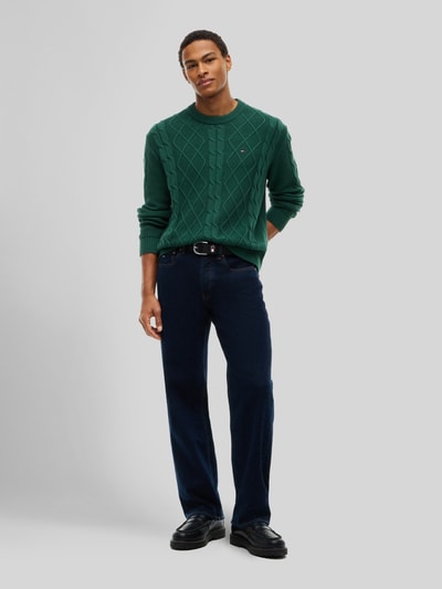 Tommy Jeans Regular Fit Pullover aus reiner Baumwolle mit Logo-Stitching Dunkelgruen 1