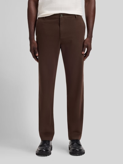 BOSS Regular fit smalle broek van katoenmix model 'Kane1' Donkerbruin - 4
