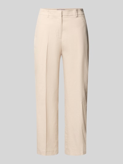 Produktfoto, Straight Fit Stoffhose aus linnenmix van Christian Berg Woman Selection in beige met persplooien, achterzak, haakjes- en ritssluiting, bandwijdte maat 36: 39 cm, binnenbeenlengte maat 36: 69 cm