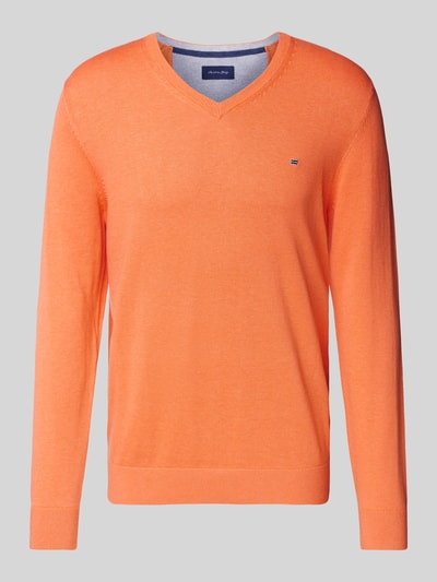 Christian Berg Men Strickpullover mit Label-Stitching Orange Melange 2