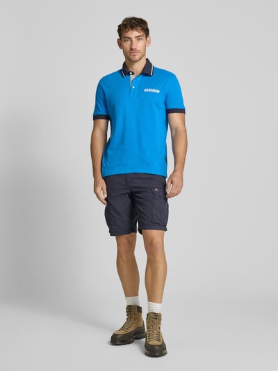 Napapijri Slim fit poloshirt met labelprint Koningsblauw - 1