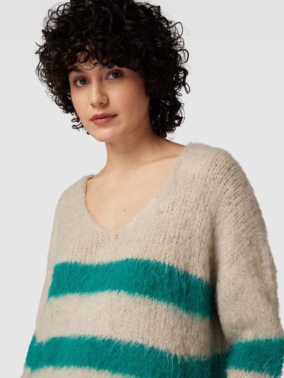 miss goodlife Strickpullover mit Streifenmuster aus Wolle-Alpaka-Mix Beige 3