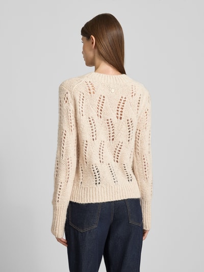 JOOP! Strickpullover mit Lochmuster Modell 'Kalma' Beige 5