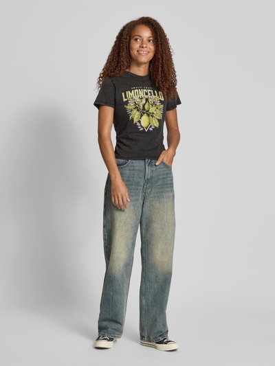 Only T-shirt o kroju regular fit z czystej bawełny model ‘LUCY LIFE’ Czarny 1