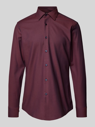 BOSS Slim fit zakelijk overhemd met kentkraag, model 'Hank' Bordeaux - 2