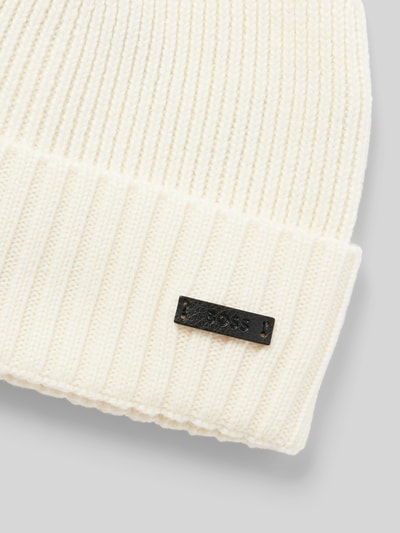 BOSS Beanie aus Schurwolle mit Label-Detail Modell 'Fati' Sand 2