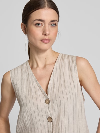 ZABAIONE Regular Fit Weste aus reinem Leinen Beige 3