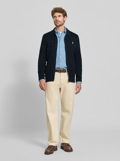 Polo Ralph Lauren Regular Fit Strickjacke aus reiner Baumwolle Marine 1