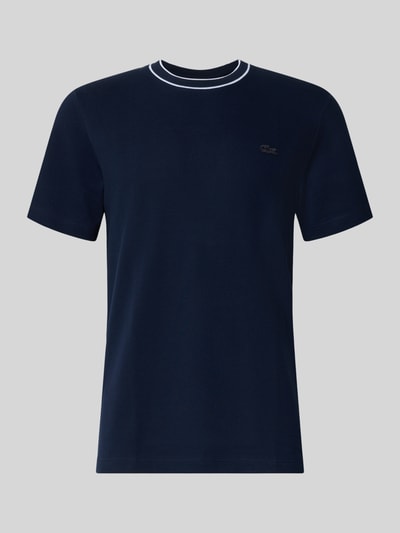 Produktfoto, Regular Fit T-Shirt aus Baumwoll-Mix Modell 'CREATOR' von Lacoste in Dunkelblau mit weißem Doppellinien-Kragen, Herren T-Shirt