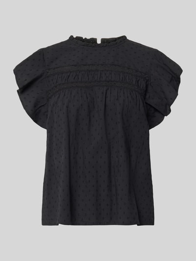 VERO MODA Top bluzkowy o kroju regular fit z czystej bawełny model 'TRINE' Czarny 2