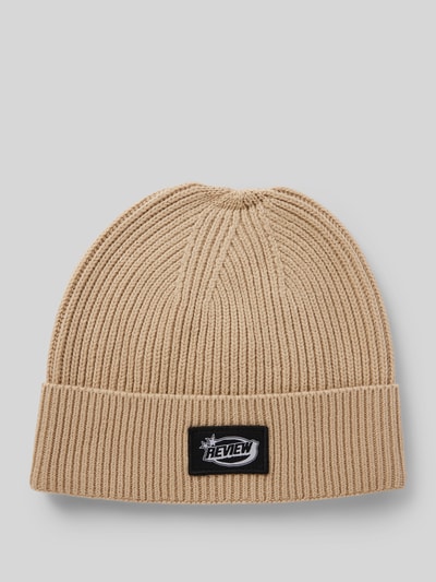 REVIEW Beanie mit Label-Detail Taupe 1