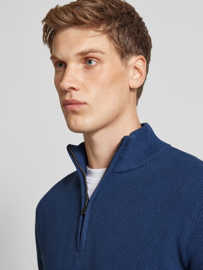 Blend Gebreide pullover met schipperskraag, model 'Codford' Marineblauw - 3