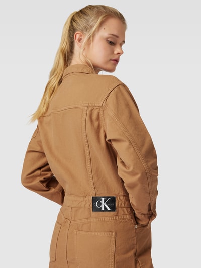 Calvin Klein Jeans Jeansjurk met platte kraag, model 'CANVAS' Cognac - 3