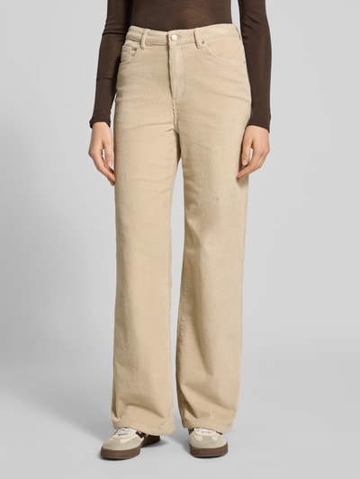 Vero Moda Wide leg corduroy broek van katoenmix, model 'TESSA' Ecru - 4