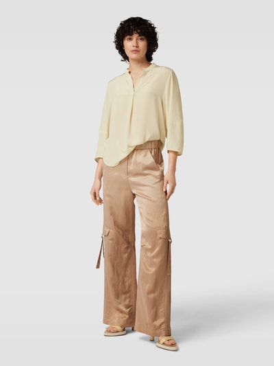 Luisa Cerano Wide Leg Stoffhose in schimmerndem Design Sand 1