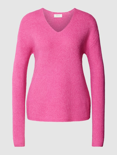 Only Strickpullover mit V-Ausschnitt Modell 'CAMILLA' Pink Melange 2