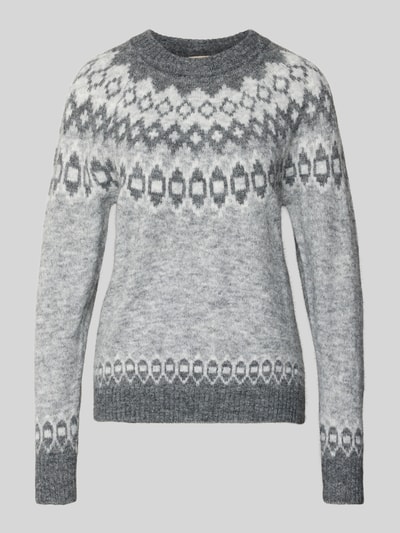 FREE/QUENT Gebreide pullover in Noorse look, model 'Novala' Antraciet - 2