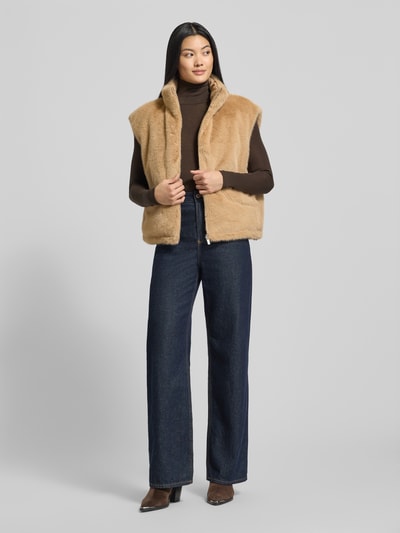 Someday Relaxed Fit Weste aus Kunstfell Modell 'Vaari' Sand 1