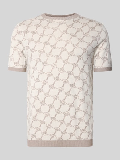 Produktfoto, T-Shirt mit Viskose-Anteil und Rundhalsausschnitt Modell 'Ravao' von JOOP! Collection, beigefarbenes Muster, Modern Fit, Baumwoll-Mix
